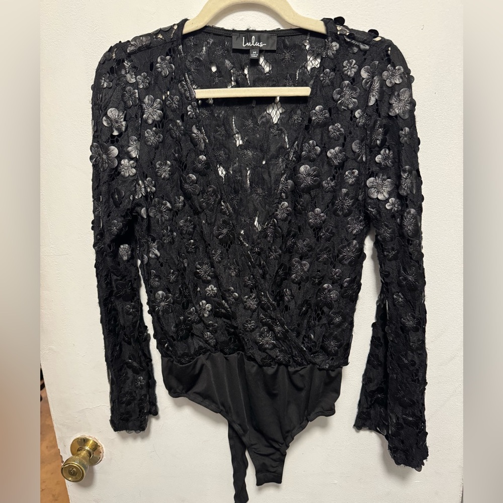 Lulus black lacey bodysuit (size M)